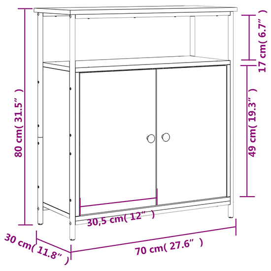 Lecco Wooden Sideboard With 2 Doors 1 Shelf In Smoked Oak