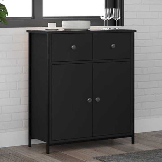 Product photograph of Lecco Wooden Sideboard With 2 Doors 2 Drawers In Black from Furniture in Fashion