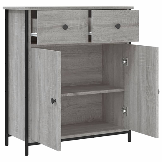 Lecco Wooden Sideboard With 2 Doors 2 Drawers In Grey Sonoma Oak