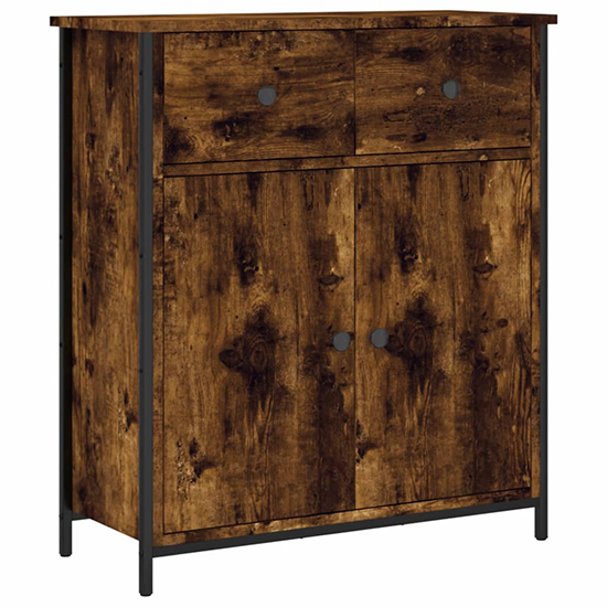 Lecco Wooden Sideboard With 2 Doors 2 Drawers In Smoked Oak