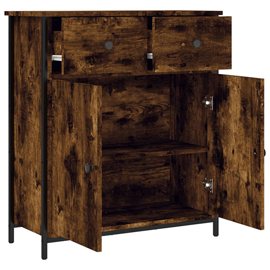 Lecco Wooden Sideboard With 2 Doors 2 Drawers In Smoked Oak