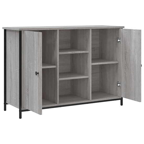 Lecco Wooden Sideboard With 2 Doors 2 Shelves In Grey Sonoma Oak