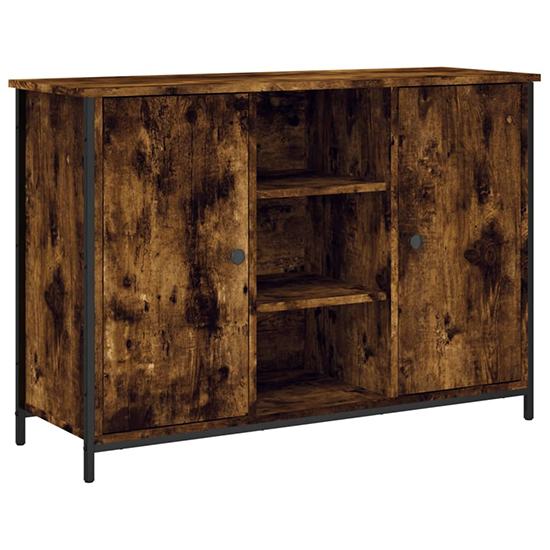 Lecco Wooden Sideboard With 2 Doors 2 Shelves In Smoked Oak