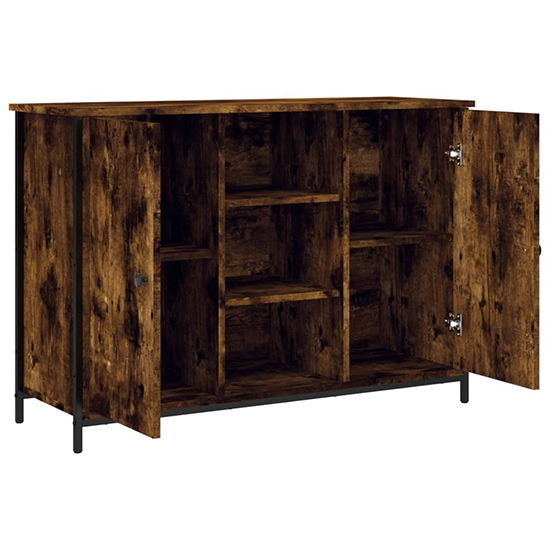 Lecco Wooden Sideboard With 2 Doors 2 Shelves In Smoked Oak