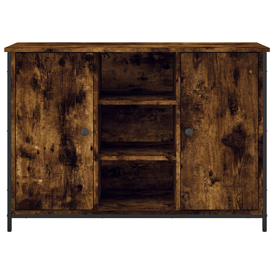 Lecco Wooden Sideboard With 2 Doors 2 Shelves In Smoked Oak