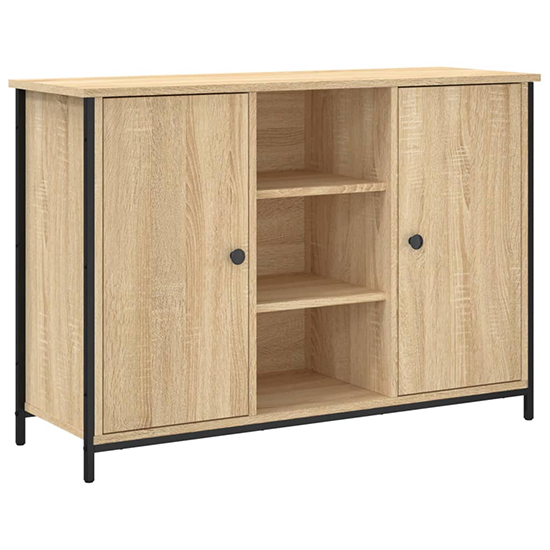 Lecco Wooden Sideboard With 2 Doors 2 Shelves In Sonoma Oak