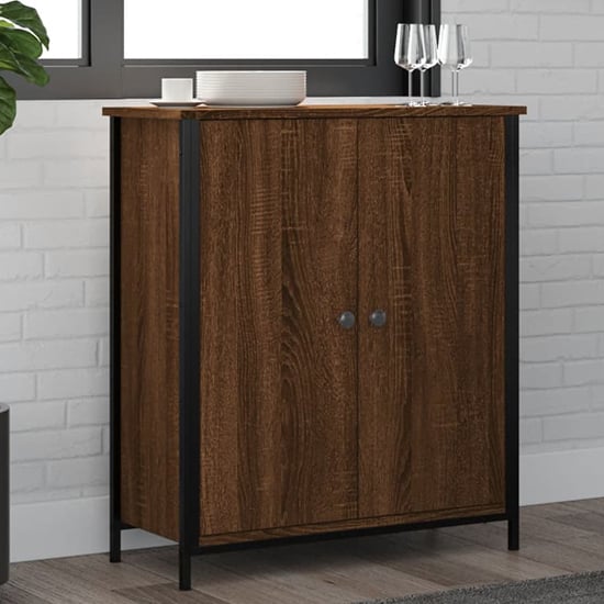 Product photograph of Lecco Wooden Sideboard With 2 Doors In Brown Oak from Furniture in Fashion