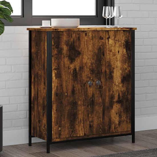Product photograph of Lecco Wooden Sideboard With 2 Doors In Smoked Oak from Furniture in Fashion