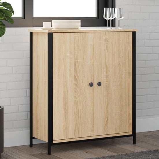 Product photograph of Lecco Wooden Sideboard With 2 Doors In Sonoma Oak from Furniture in Fashion