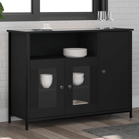 Lecco Wooden Sideboard With 3 Doors In Black