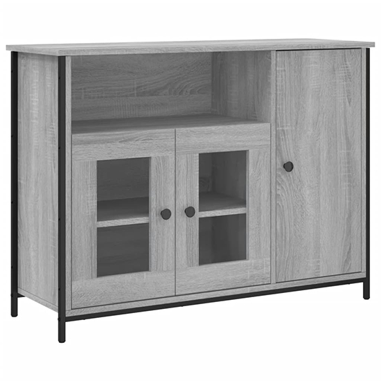 Lecco Wooden Sideboard With 3 Doors In Grey Sonoma Oak