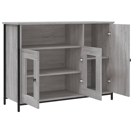 Lecco Wooden Sideboard With 3 Doors In Grey Sonoma Oak