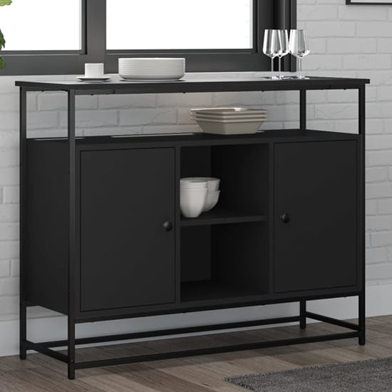 Product photograph of Lecco Wooden Sideboard Large With 2 Doors In Black from Furniture in Fashion