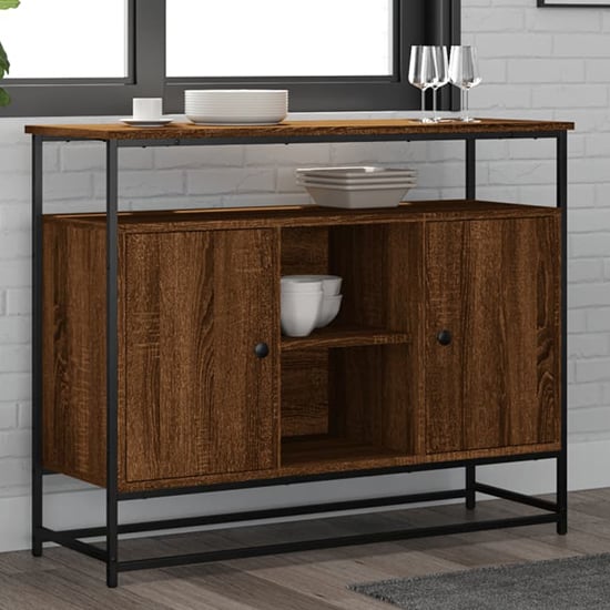 Product photograph of Lecco Wooden Sideboard Large With 2 Doors In Brown Oak from Furniture in Fashion