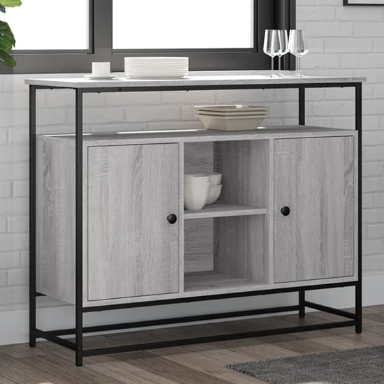 Product photograph of Lecco Wooden Sideboard Large With 2 Doors In Grey Sonoma Oak from Furniture in Fashion