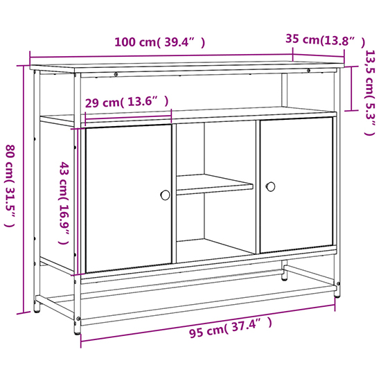 Lecco Wooden Sideboard Large With 2 Doors In Smoked Oak