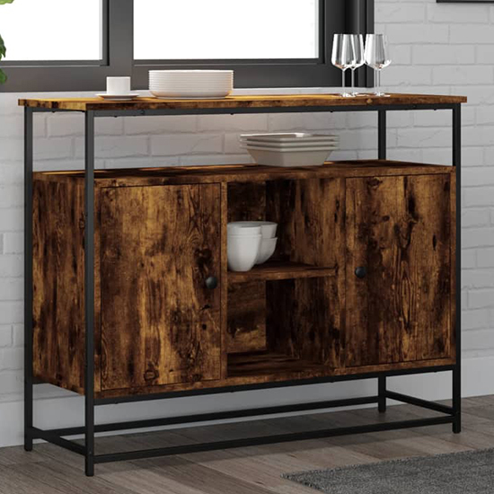 Product photograph of Lecco Wooden Sideboard Large With 2 Doors In Smoked Oak from Furniture in Fashion