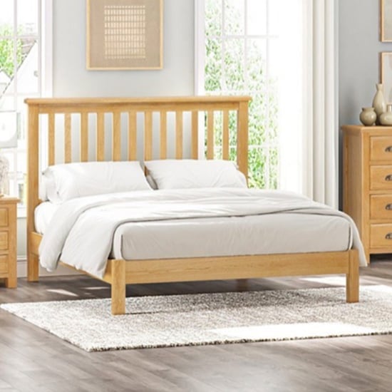 Read more about Lecco wooden slatted double bed in oak