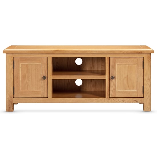Product photograph of Lecco Wooden Tv Stand Large With 2 Doors In Oak from Furniture in Fashion