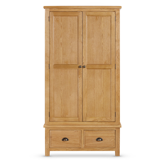 Product photograph of Lecco Wooden Wardrobe With 2 Doors 2 Drawers In Oak from Furniture in Fashion