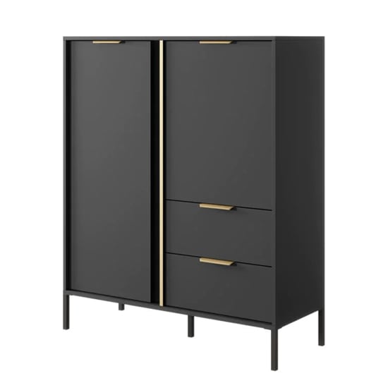 Read more about Lech wooden highboard with 2 doors 2 drawers in anthracite