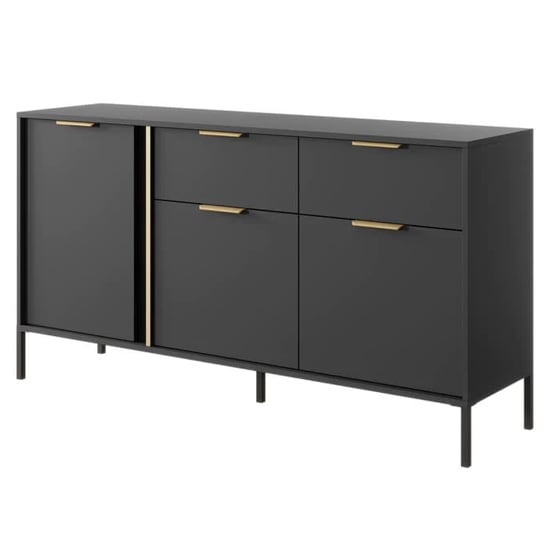 Product photograph of Lech Wooden Sideboard With 3 Doors 2 Drawers In Anthracite from Furniture in Fashion