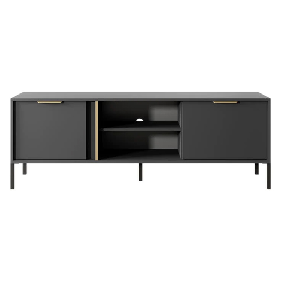 Lech Wooden TV Stand With 2 Doors 1 Shelf In Anthracite