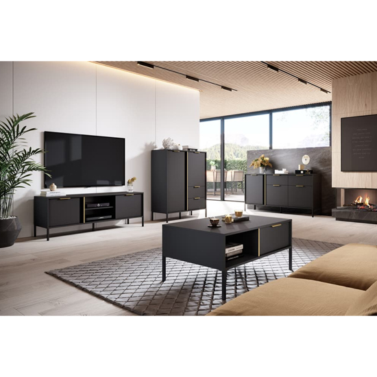 Lech Wooden TV Stand With 2 Doors 1 Shelf In Anthracite