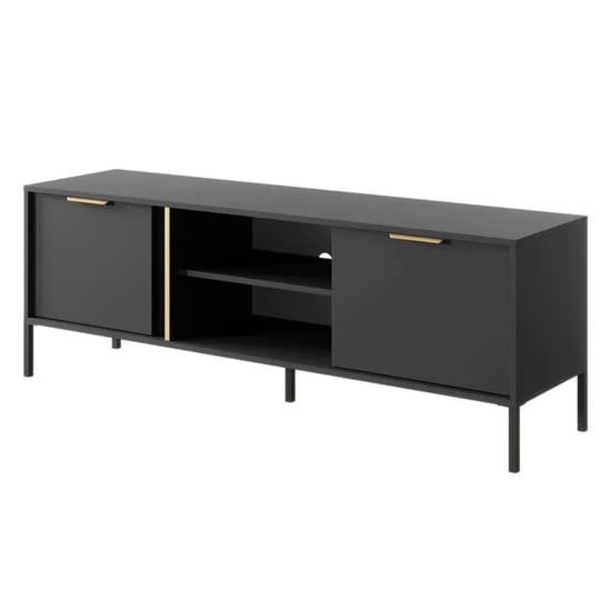Lech Wooden TV Stand With 2 Doors 1 Shelf In Anthracite