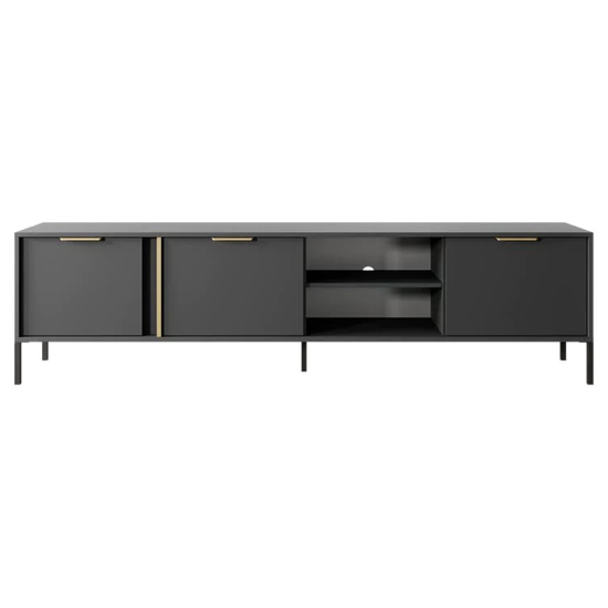 Lech Wooden TV Stand With 3 Doors 1 Shelf In Anthracite