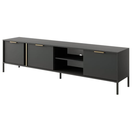 Lech Wooden TV Stand With 3 Doors 1 Shelf In Anthracite