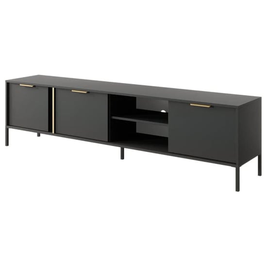 Read more about Lech wooden tv stand with 3 doors 1 shelf in anthracite
