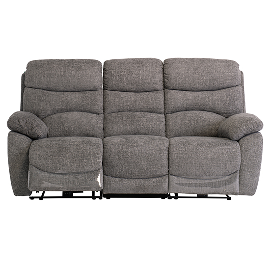 Leda Fabric Electric Recliner 3 Seater Sofa With USB In Ash