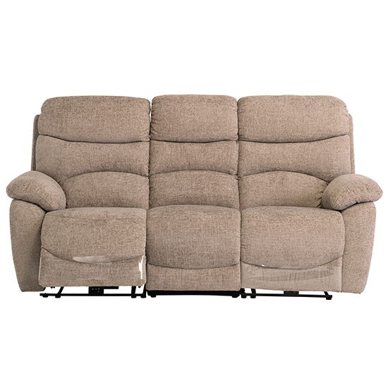 Leda Fabric Electric Recliner 3 Seater Sofa With USB In Sand