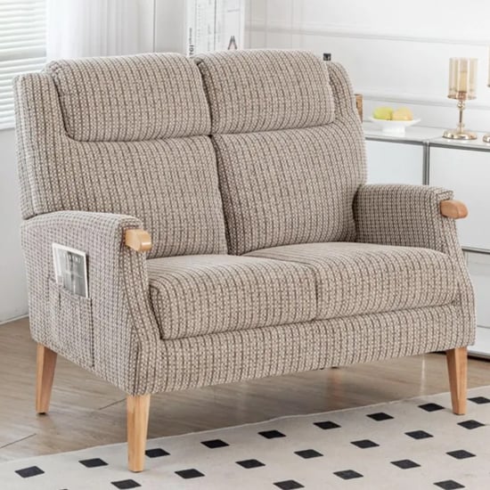 Read more about Ledyard fabric 2 seater sofa in natural with wooden legs