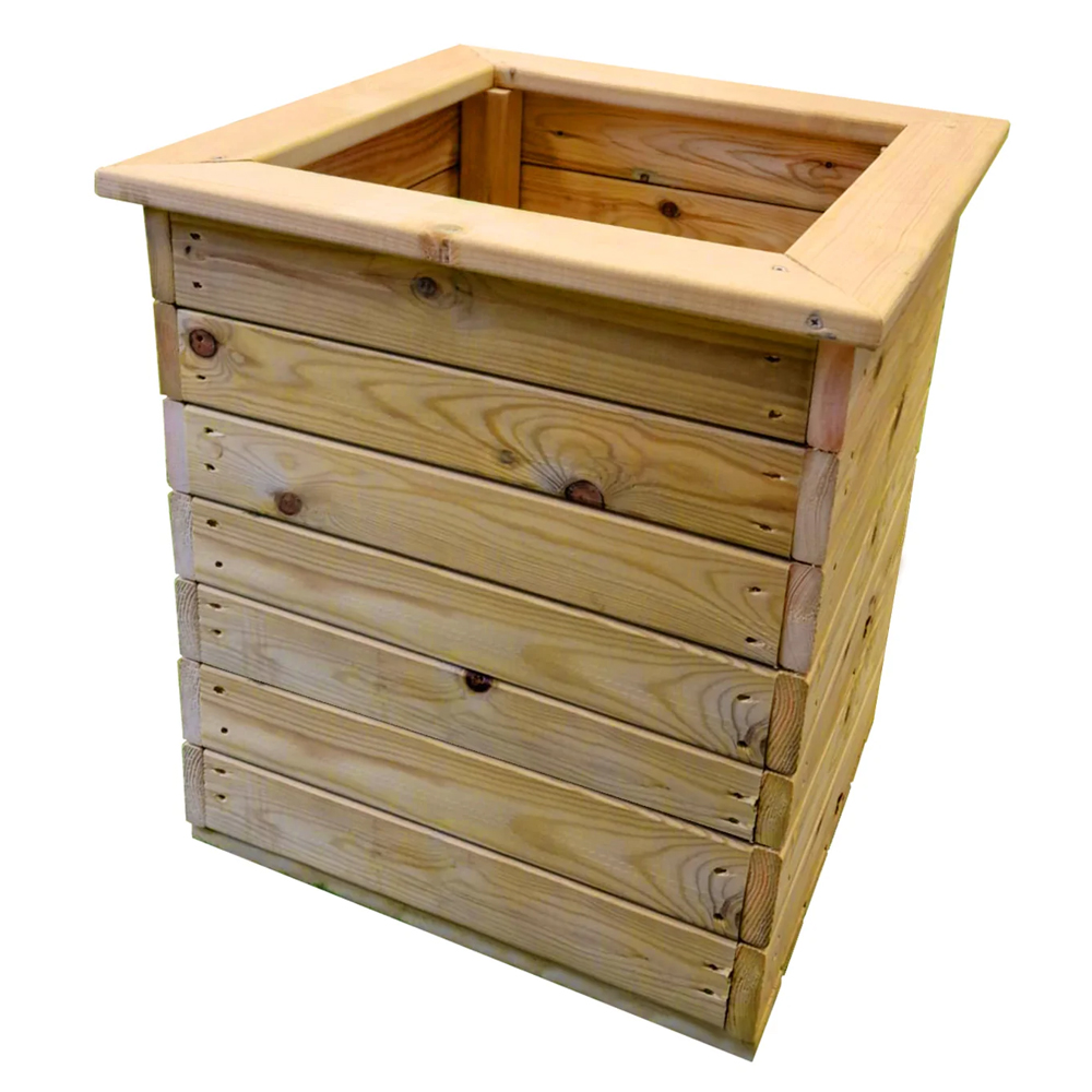 Ledyard Outdoor Wooden Square Planter in Natural