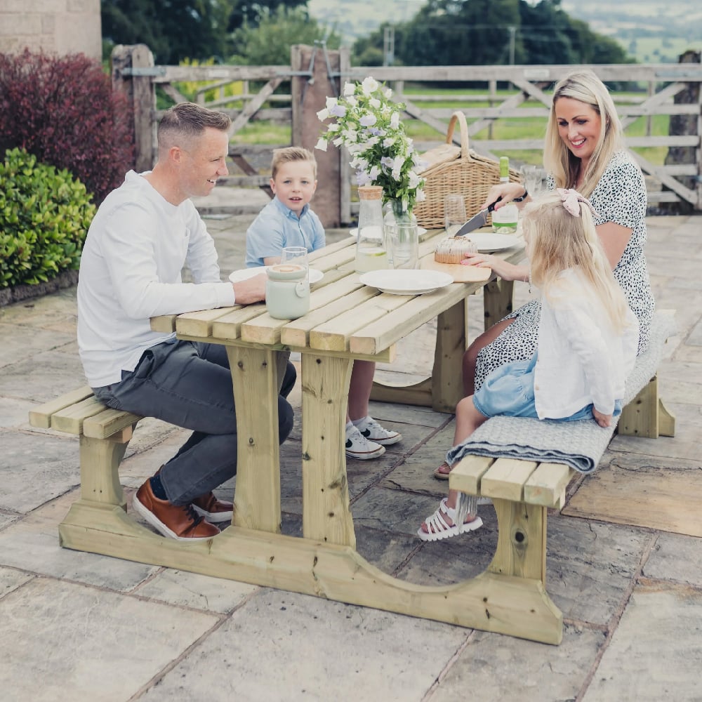 Ledyard Small Wooden Picnic Dining Set In Natural
