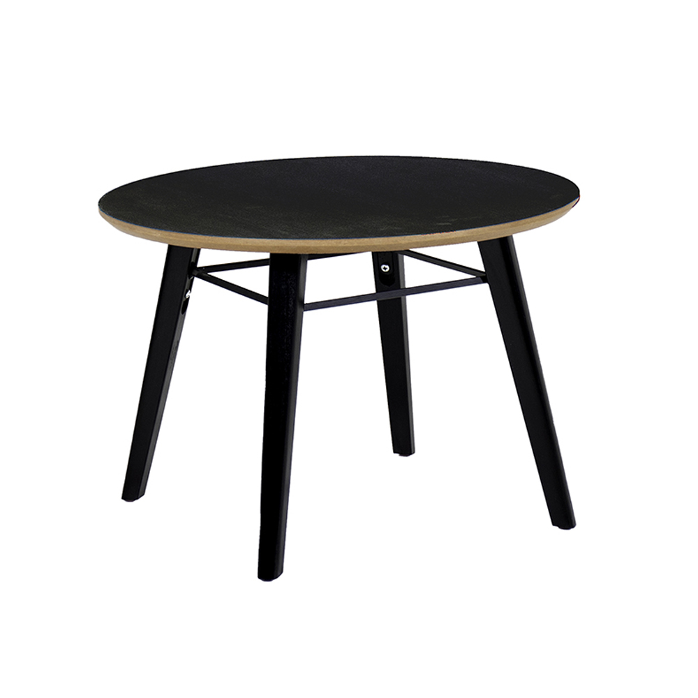 Read more about Leeds black wooden lamp table round with black legs