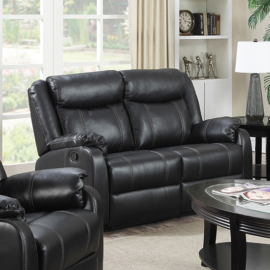 Read more about Launa leatherlux and pu recliner 2 seater sofa in gun metal