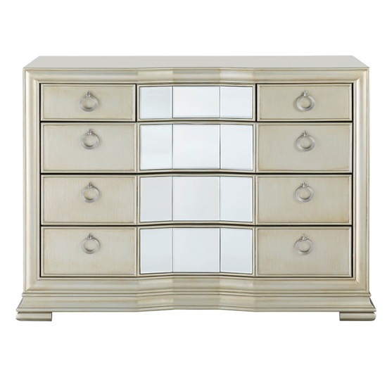 Leeds Mirrored Chest Of 5 Drawers In Champagne Furniture in Fashion