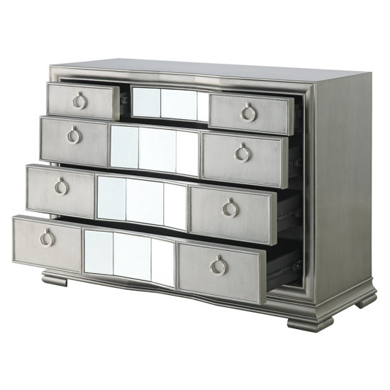 Leeds Mirrored Chest Of 5 Drawers In Grey Furniture in Fashion