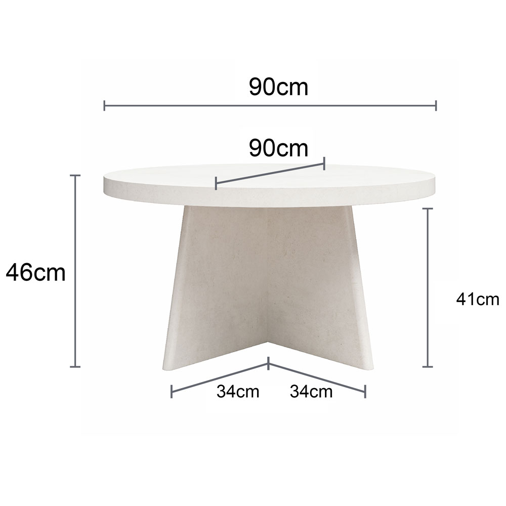 Leeds Round Wooden Coffee Table in Beige White