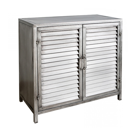 Leeds Silver And Anthracite Metal Sideboard With 1 Shelf 2 Doors Furniture in Fashion