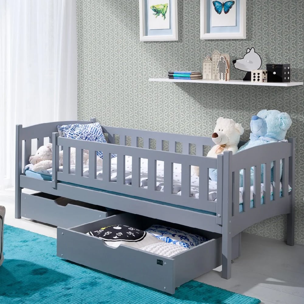 Read more about Leeds storage wooden day bed with foam mattress in grey