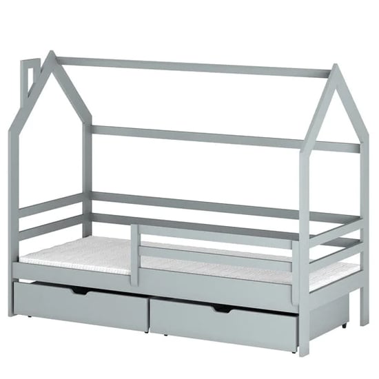 Leeds Storage Wooden Single Bed In Grey
