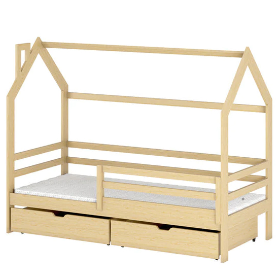Leeds Storage Wooden Single Bed In Pine With Bonnell Mattress