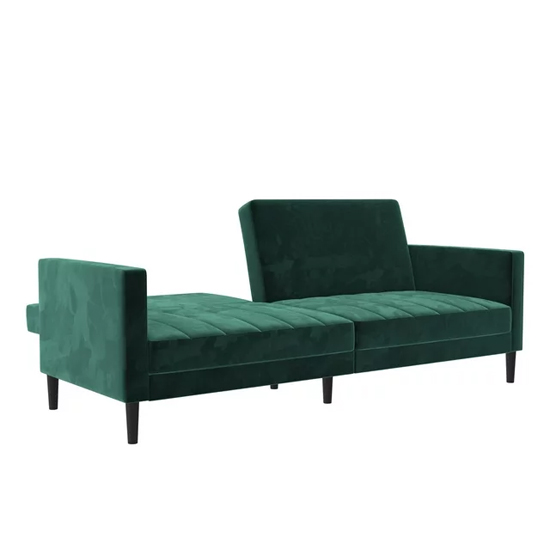 Leeds Velvet Sofa Bed With Black Legs In Green