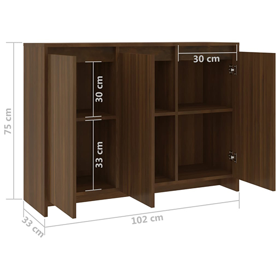 Leehi Wooden Sideboard With 3 Doors In Brown Oak_6