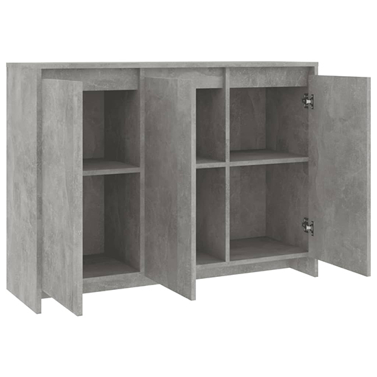 Leehi Wooden Sideboard With 3 Doors In Concrete Effect