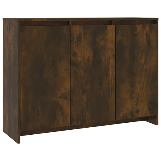 Leehi Wooden Sideboard With 3 Doors In Smoked Oak